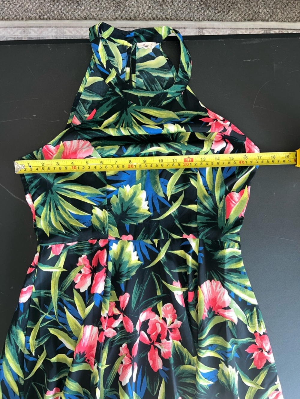 Hollister Women's Skater Summer Halter Dress Floral Peek A Boo Back Sz M - Picture 7 of 9